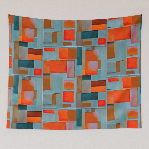Item preview, Retro abstract geometric shades of orange, gray and black pattern. designed and sold by ArtistaCats.