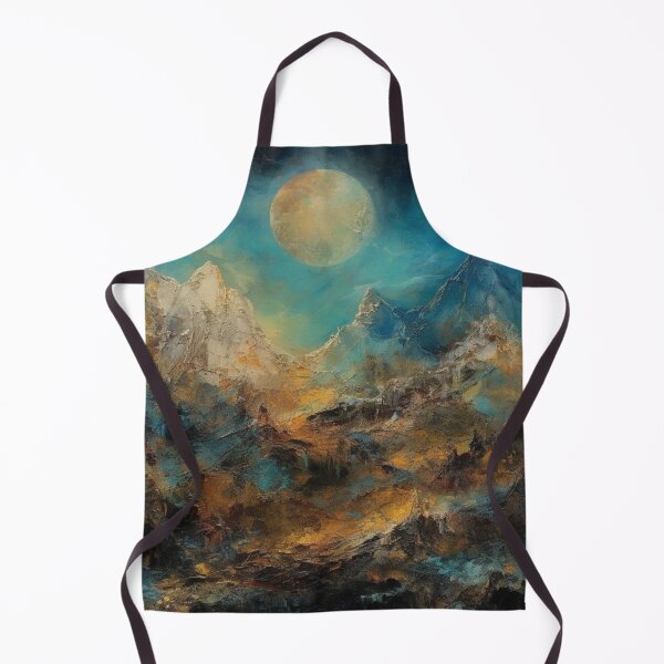 Item preview, Celestial Harmony mountains and moon: A Minimalist Night time Landscape designed and sold by Moisky Art.