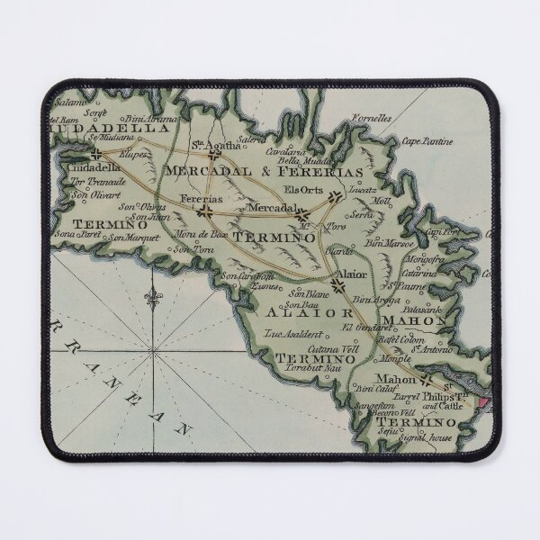 Item preview, Vintage Menorca Island Map (1800) designed and sold by BravuraMedia.