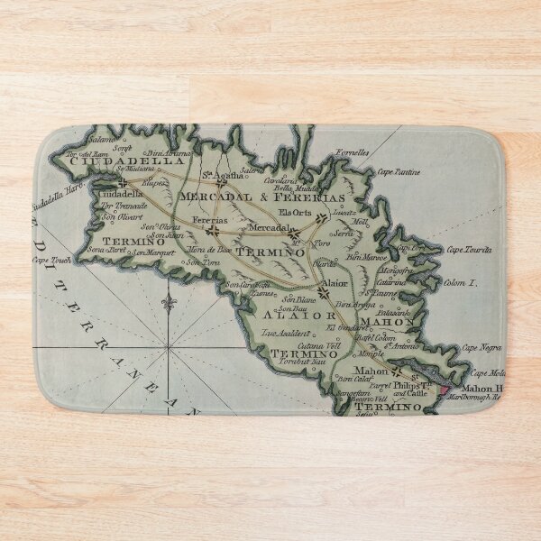Item preview, Vintage Menorca Island Map (1800) designed and sold by BravuraMedia.