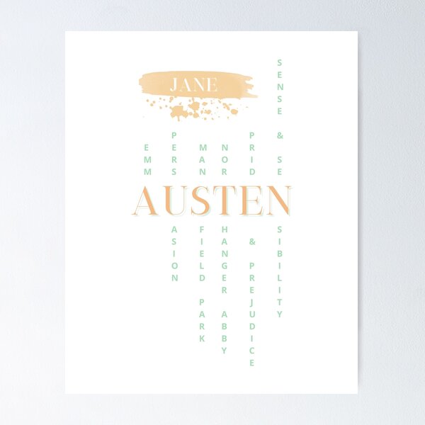 Item preview, Jane Austen novels pale tangerine / mint design  designed and sold by MerytonGallery.