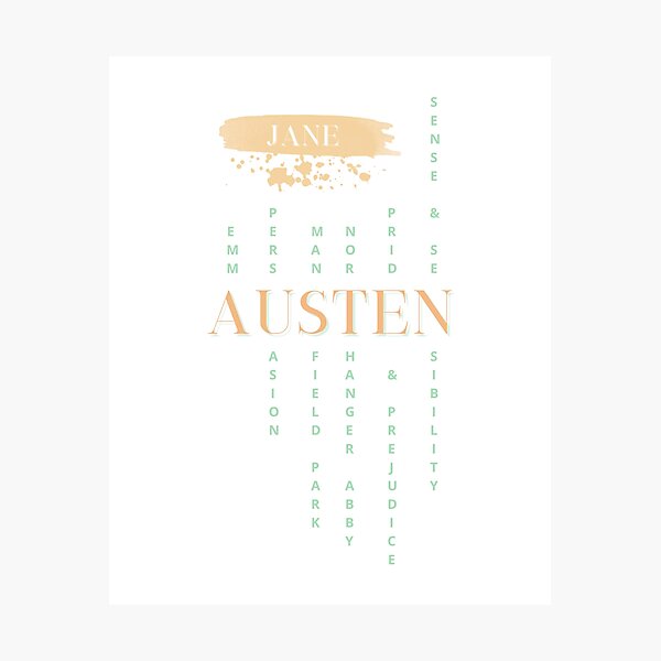 Item preview, Jane Austen novels pale tangerine / mint design  designed and sold by MerytonGallery.