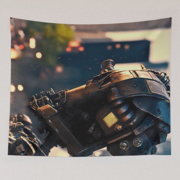 Item preview, Robotic Headshot in a Busy City - Futuristic  designed and sold by Just Art's Creations colinw2292@gmail.com.