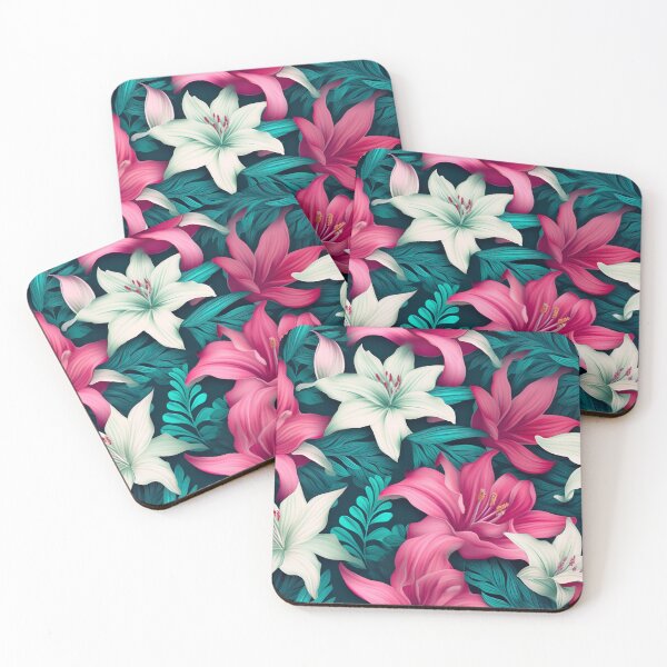 Item preview, Dreamlike Harmony: Pink and White Lilies 3D Floral Pattern designed and sold by EVA4designs.