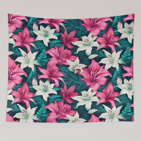 Item preview, Dreamlike Harmony: Pink and White Lilies 3D Floral Pattern designed and sold by EVA4designs.