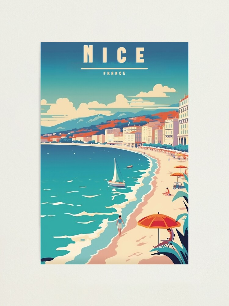 Nice Retro Travel Poster - Vintage Wall Art Photographic Print