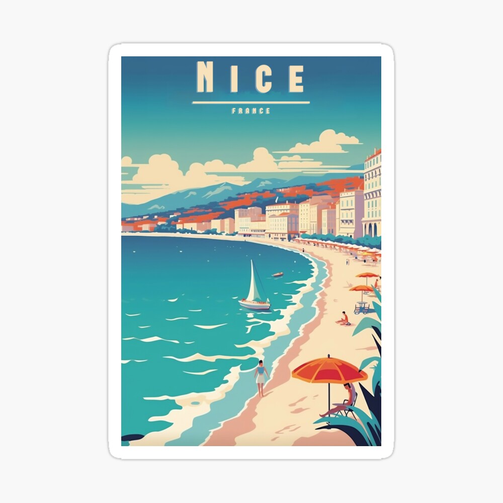 Nice Retro Travel Poster - Vintage Wall Art Photographic Print