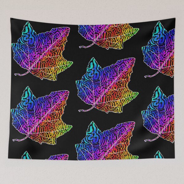 Item preview, Abstract Rainbow Swirl Waves Maple Leaf designed and sold by KitKattyDesigns.