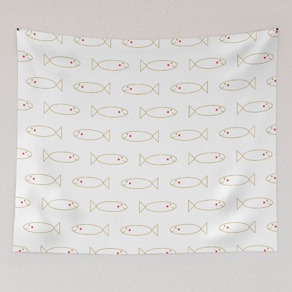 Item preview, Happy long fish smiling and swimming in the deep ocean - gold on white designed and sold by Sichtbarekunst.