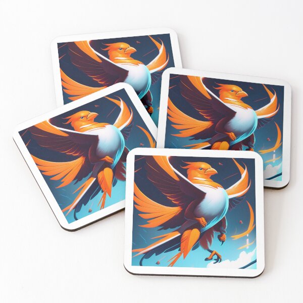 Item preview, A poster of an orange bird flying through the white skies designed and sold by ac-virtualshop.