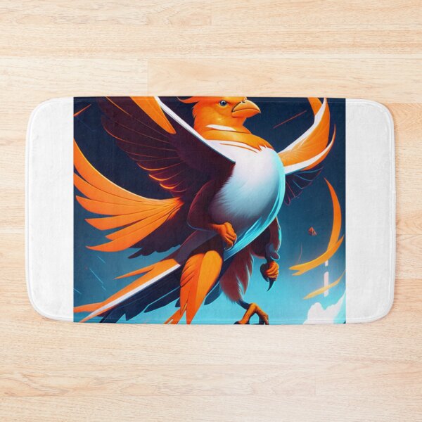 Item preview, A poster of an orange bird flying through the white skies designed and sold by ac-virtualshop.