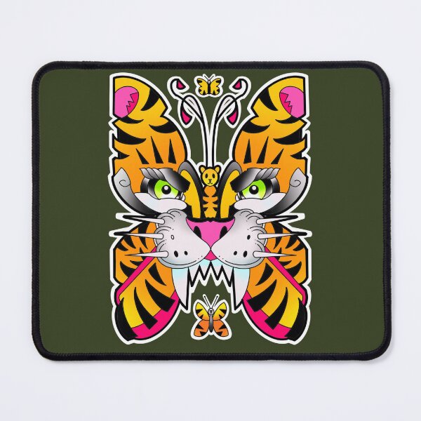 Item preview, Tiger face butterfly tattoo, neotraditional style designed and sold by weilertsen.