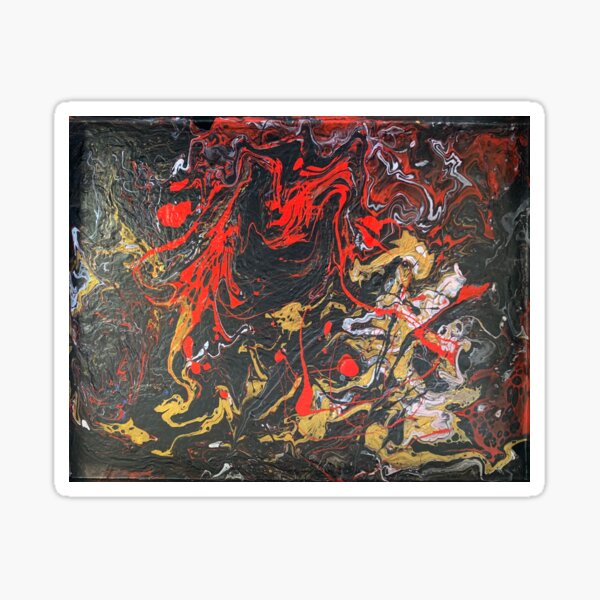 Item preview, "Mysterious.." Black, Red and Gold abstract pour painting  designed and sold by IICents.