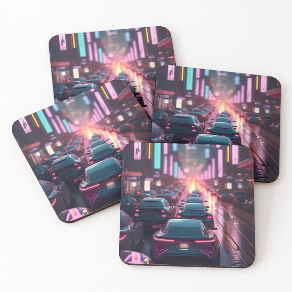 Item preview, Neon-Lit Future Car Jam designed and sold by cyberartmaker.