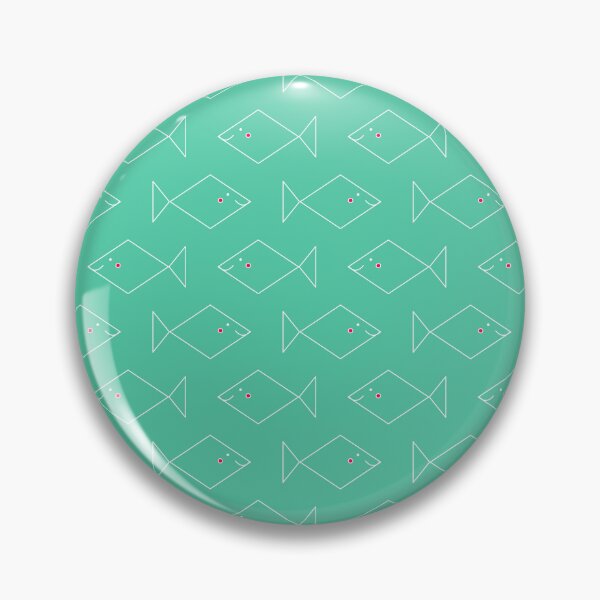 Item preview, Happy square fish smiling and swimming in the deep ocean - white on mint designed and sold by Sichtbarekunst.