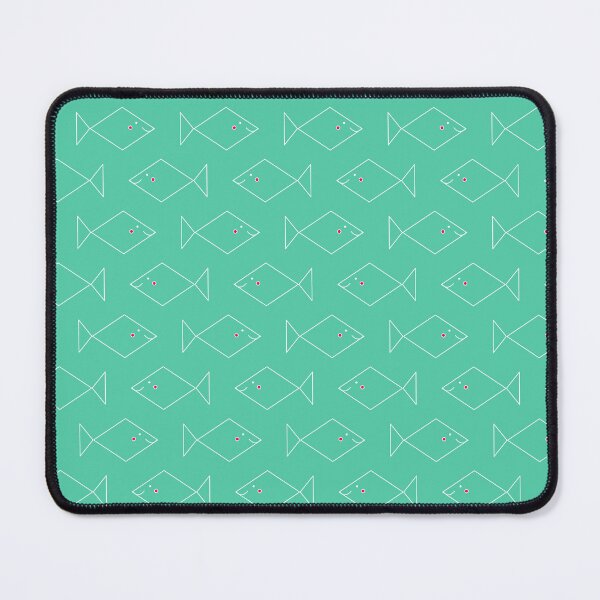 Item preview, Happy square fish smiling and swimming in the deep ocean - white on mint designed and sold by Sichtbarekunst.