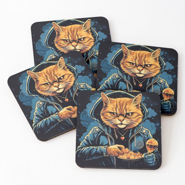 Item preview, cat with snack designed and sold by Stroka-AI-Art.