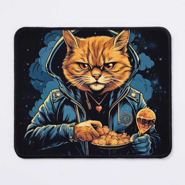 Item preview, cat with snack designed and sold by Stroka-AI-Art.