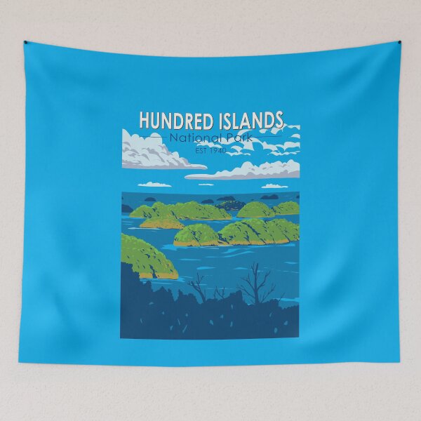 Item preview, Hundred Islands National Park Philippines Travel Art Vintage designed and sold by KrisSidDesigns.