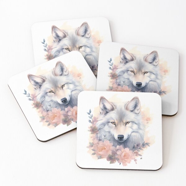 Item preview, Beautiful Wolf with Flowers | Nature-inspired Art designed and sold by AdventurerPack.