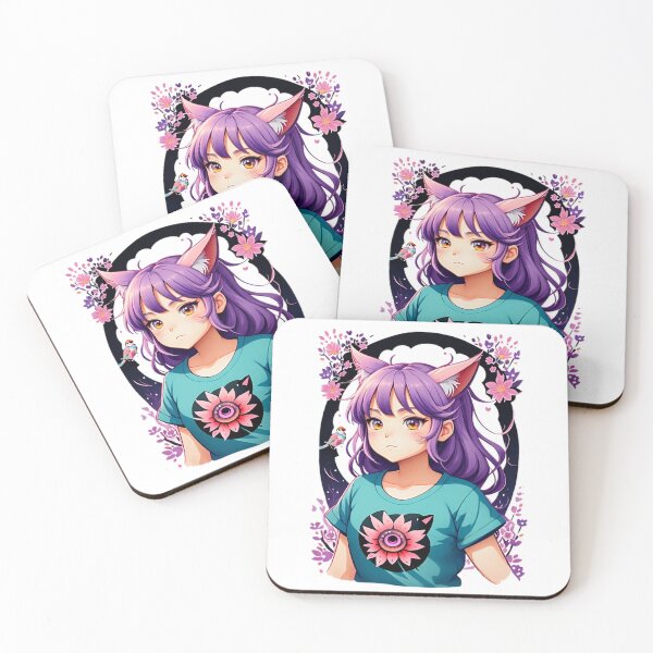 Item preview, Illustration of adorable floral themed cat girl designed and sold by Redwal15.