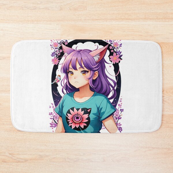 Item preview, Illustration of adorable floral themed cat girl designed and sold by Redwal15.