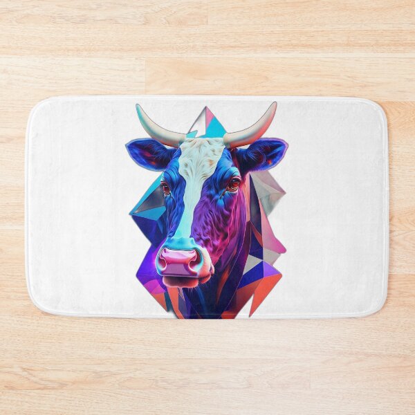 Item preview, Futuristic Multicolored Cow - Vibrant Digital Art designed and sold by PixelSpectrum.