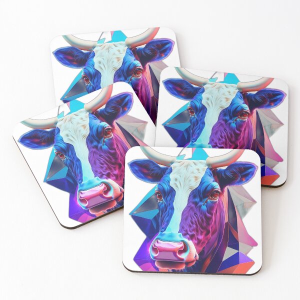 Item preview, Futuristic Multicolored Cow - Vibrant Digital Art designed and sold by PixelSpectrum.