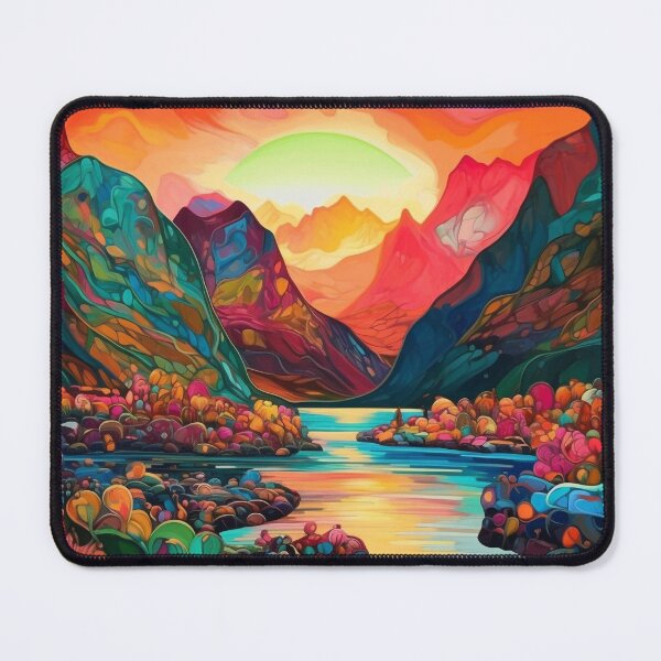 Item preview, Psychedelic Valley Sunset: Abstract Mountain Landscape designed and sold by OdysseyArtworks.