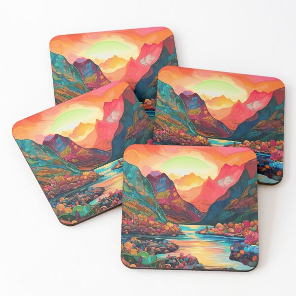 Item preview, Psychedelic Valley Sunset: Abstract Mountain Landscape designed and sold by OdysseyArtworks.