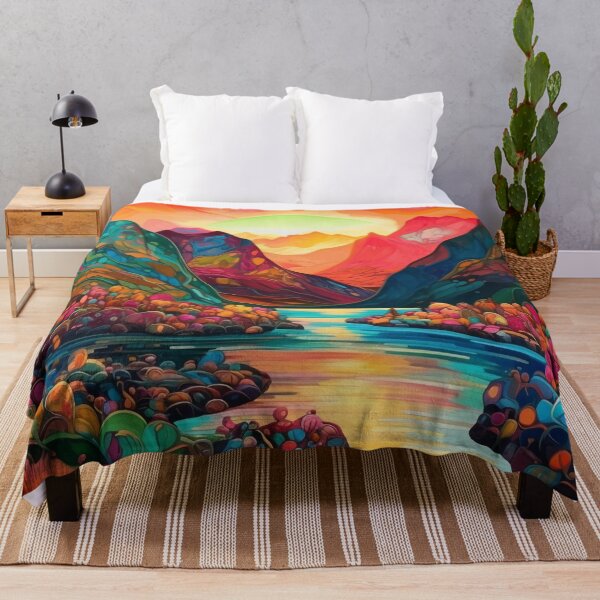 Item preview, Psychedelic Valley Sunset: Abstract Mountain Landscape designed and sold by OdysseyArtworks.