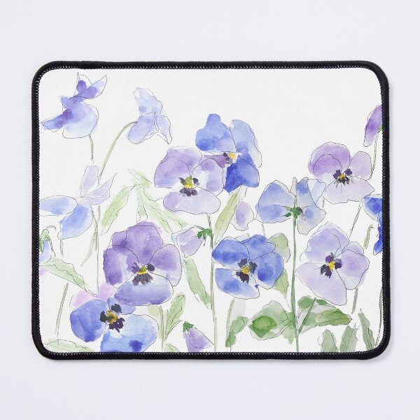 Item preview, blue and purple pansy ink and watercolor hand painted designed and sold by ColorandColor.