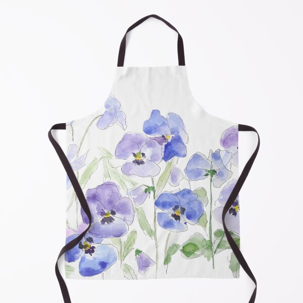 Item preview, blue and purple pansy ink and watercolor hand painted designed and sold by ColorandColor.