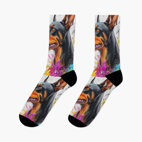 Item preview, Doberman With Paint Splashes Art Inspired By Dog Breeds designed and sold by CDC40.