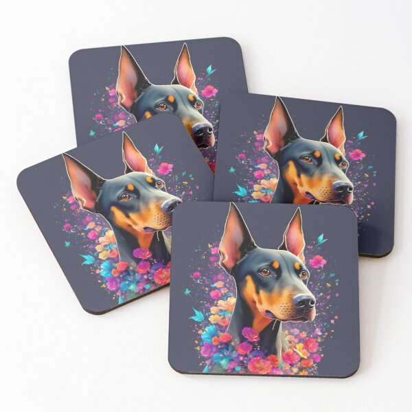 Item preview, Doberman With Flowers Art Inspired By Dog Breeds designed and sold by CDC40.
