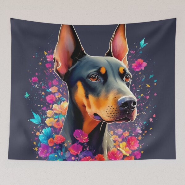 Item preview, Doberman With Flowers Art Inspired By Dog Breeds designed and sold by CDC40.