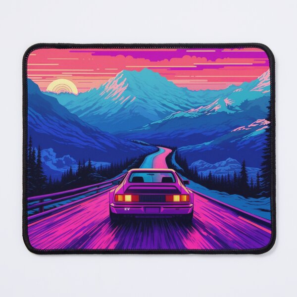 Item preview, Retrowave Car in the Mountains designed and sold by NaNaSpaceStore.