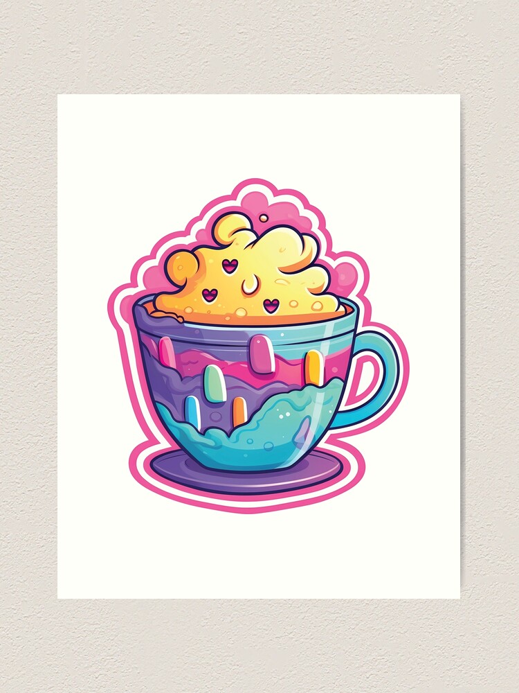 Kawaii Coffee Cup Art Print