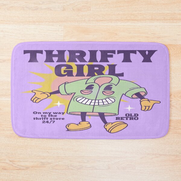 Item preview, Thrifty girl purple old retro shirt mascot vintage shopping thrift store designed and sold by MetalicBabe.