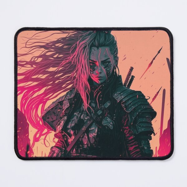 Item preview, 80s Cyberpunk Female Samurai On A Battlefield designed and sold by Nightarcade.