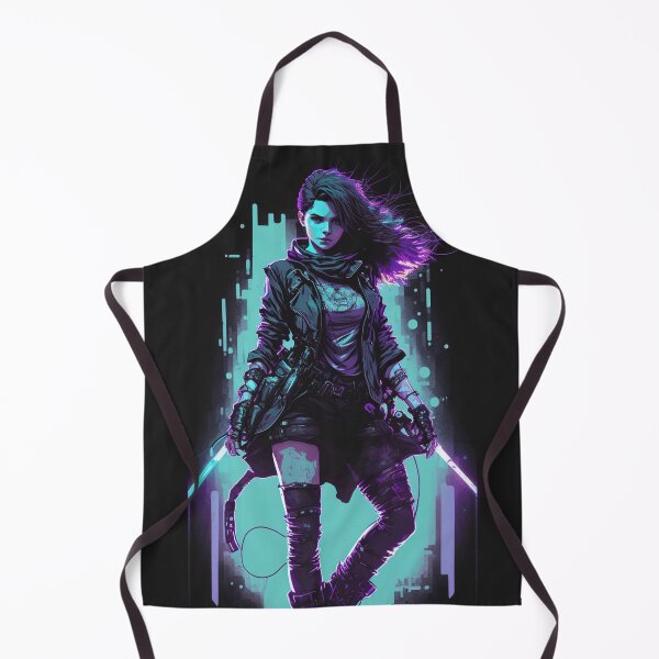 Item preview, Cyberpunk Girl On Blue Neon Background designed and sold by Nightarcade.