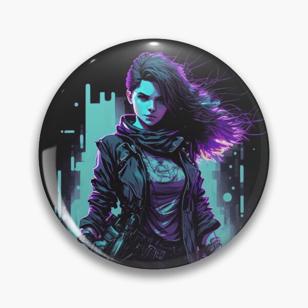 Item preview, Cyberpunk Girl On Blue Neon Background designed and sold by Nightarcade.