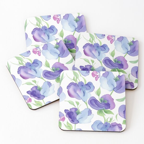 Item preview, Light & Dark Blue Sweet Peas Flower Pattern designed and sold by BBGIFTSUK.