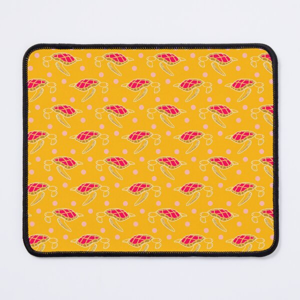 Item preview, Happy coral gold underwater seaturtle in deep yellow water surrounded by rose bubbles - Fish and Friends Collection designed and sold by Sichtbarekunst.