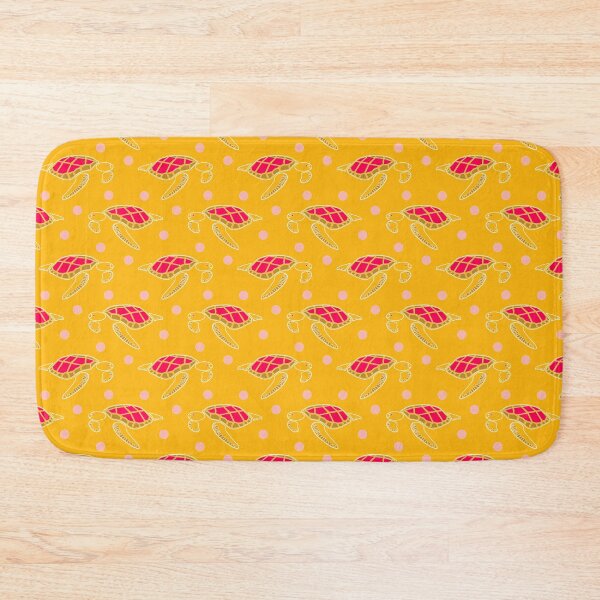 Item preview, Happy coral gold underwater seaturtle in deep yellow water surrounded by rose bubbles - Fish and Friends Collection designed and sold by Sichtbarekunst.