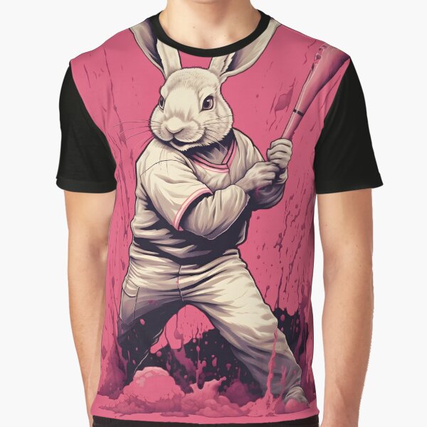 Dynamic Bunny Baseball Illustration