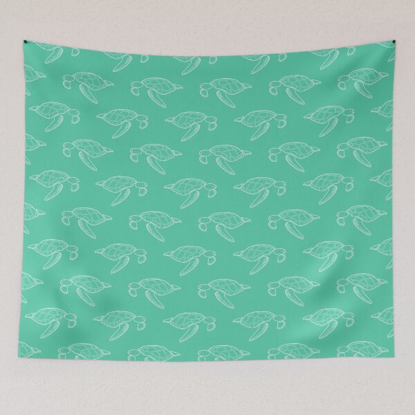 Item preview, Happy white underwater seaturtle in deep mint water - Fish and Friends Collection designed and sold by Sichtbarekunst.