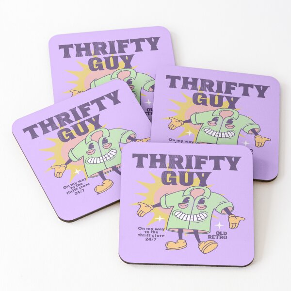 Item preview, Thrifty guy purple old retro shirt mascot vintage shopping thrift store designed and sold by MetalicBabe.