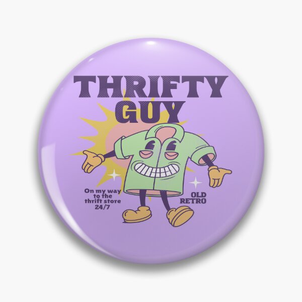 Item preview, Thrifty guy purple old retro shirt mascot vintage shopping thrift store designed and sold by MetalicBabe.