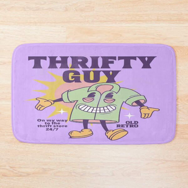 Item preview, Thrifty guy purple old retro shirt mascot vintage shopping thrift store designed and sold by MetalicBabe.